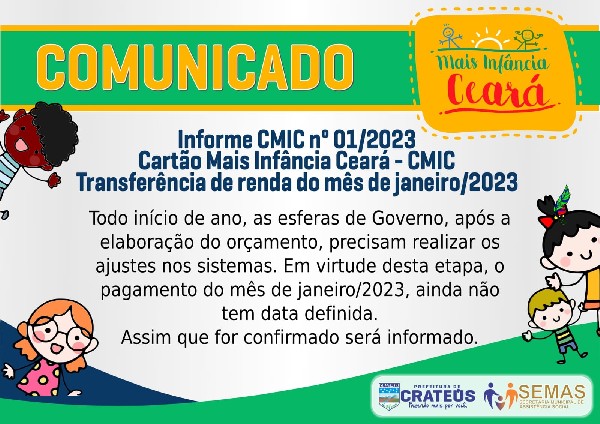 INFORME - CARTÃO MAIS INFÂNCIA CEARÁ-CMIC N° 01/2023